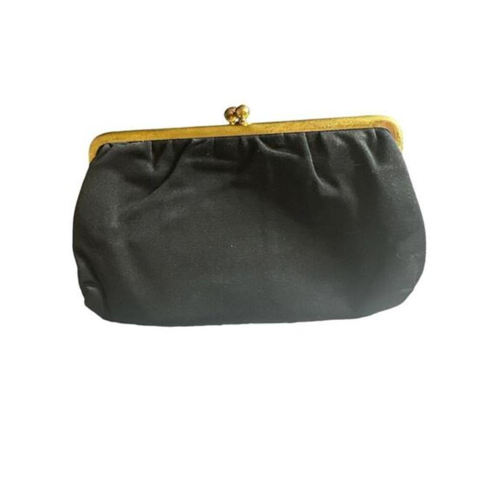 Black vintage material clutch  9” x 5”